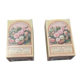 Crabtree & Evelyn Damask Rose Perfumed Bar Soap 3.5oz Set of Two